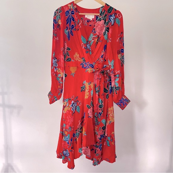 Anthropologie Dresses & Skirts - Anthropologie Long Sleeves Red Dress Size 12P
